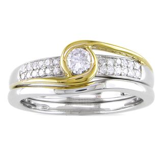 Miadora 14k Two tone Gold 1/4ct TDW Diamond Bridal Ring Set (G H, I1