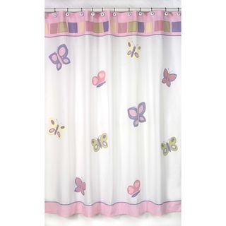 Pink and Purple Butterfly Kids Shower Curtain