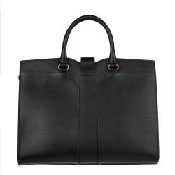 Yves Saint Laurent Black Textured Leather Cabas Chyc Large Tote
