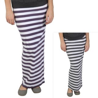 Journee Collection Juniors Elastic Waist Striped Maxi Skirt