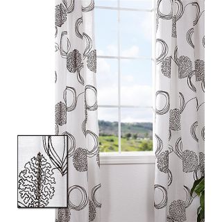 Crewel Embroidered Faux Linen 84 inch Curtain Panel