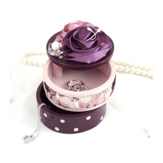 Blossom Bliss Purple Satin Flower 2 tier Jewelry Box