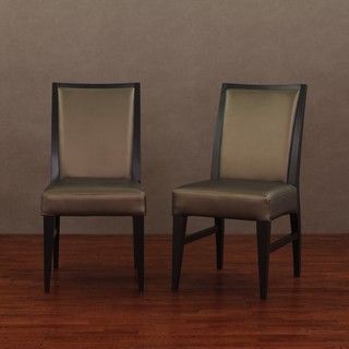 Park Avenue Black Croco and Bronze Leather Dining Chairs (Set of 2