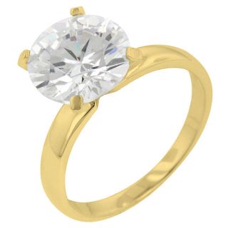 Kate Bissett Gold over Silver Cubic Zirconia Solitaire Cocktail Ring