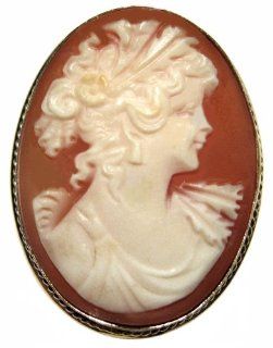 Cameo Carnelian Conch Shell Master Carved Pin Pendant