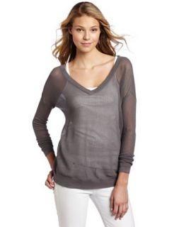 Joie Womens Maura Mesh Top, Pewter, Small Clothing