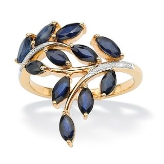 Angelina DAndrea 18k Gold over Silver 2.65ct TW Sapphire and Diamond