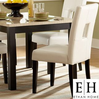 ETHAN HOME Mendoza White Keyhole Back Dining Chair (Set of 2