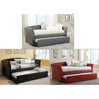 Enitial Lab Buckies Contemporary Leatherette Day Bed with Rolling with