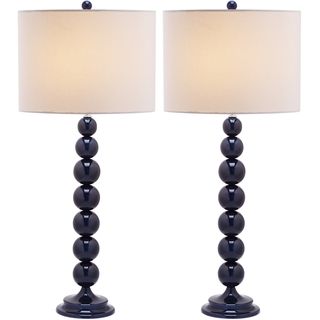 Jenna Stacked Ball 1 light Navy Table Lamps (Set of 2)