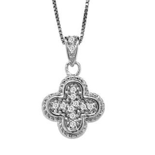 Sterling Silver 1/10ct TDW Diamond Clover Necklace (H I, I3