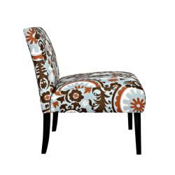 Portfolio Niles Brown/ Blue Floral Medallion Armless Chair