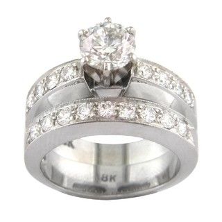 18k Gold 2ct TDW Certified Clarity enhanced Diamond Bridal Ring Set (G