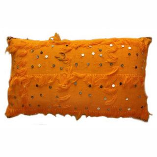 Decorative Moroccan Embroidered Orange Shawl Pillow