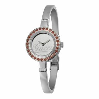 Gucci Womens 105 Stainless Steel Red Garnet Quartz Watch