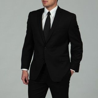 Calvin Klein Mens Black 2 button Wool Suit