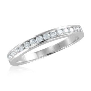 Channel Set Diamond Wedding Ring in 14k White Gold Band (G