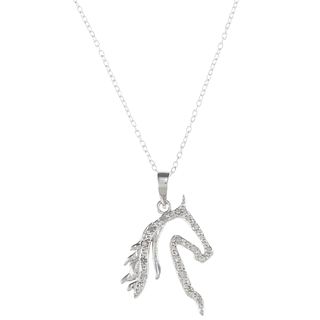 Sterling Silver 1/10ct TDW Horse Head Necklace (J K, I2 I3