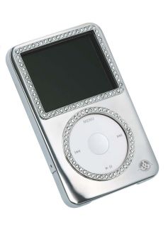 Gilty Couture Silver plated Slider Case with Clear Swarovski Crystals for 160 GB iPod classic 6G