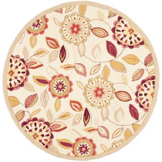 Hand hooked Chelsea Floral Garden Ivory/ Pink Wool Rug (4 Round