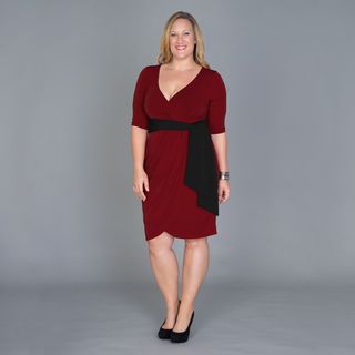 Kiyonna Womens Plus Size Red Harlow Wrap Dress