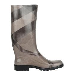 Burberry Womens Taupe Check Rubber Rain Boots