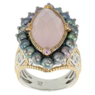 Michael Valitutti Two tone Pink Agate, Pearl and Pink Sapphire Ring