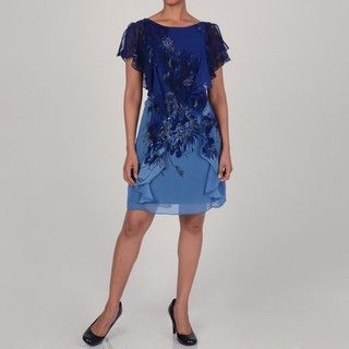 Jennifer West Womens Blue Floral Printed Shift Dress