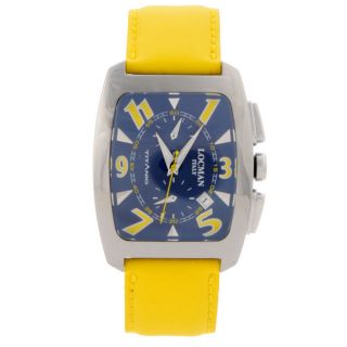 Locman Mens Tonneau Titanium Blue/ Yellow Watch