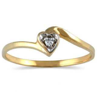 10k Yellow Gold Diamond Heart Promise Ring (I J, I1 I2)