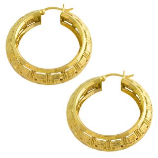 14k Yellow Gold Basketweave Hoop Earrings
