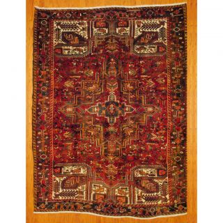 Antique Persian Hand knotted Tribal Heriz Red/ Ivory Wool Rug (78 x 9