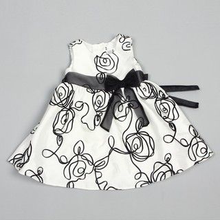 Rare Editions Infant Girls Satin with Black Bow Dress