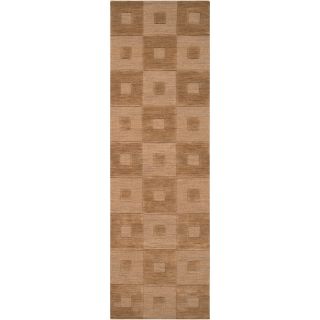 Hand crafted Solid Light Brown Geometric Bruton Wool Rug (26 x 8