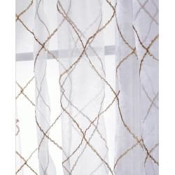 Lattice White Embroidered Organza 108 inch Sheer Curtain Panel