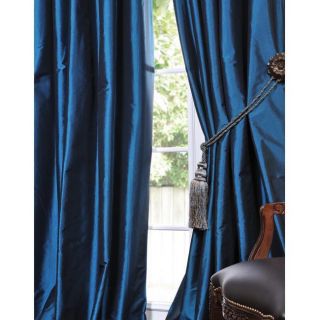 Blue Solid Faux Silk Taffeta 108 inch Curtain Panel