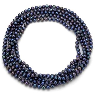 Black Freshwater Pearl 100 inch Endless Necklace (7 7.5 mm) MSRP $279