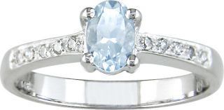 14 kt. White Gold Diamond Aquamarine Ring