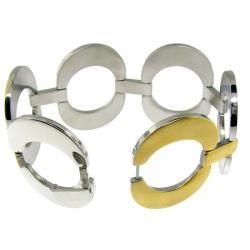 Stainless Steel Chunky Two tone Circle Bracelet