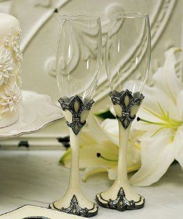 Decorative Fleur De Lis Wedding Toasting Flutes Kitchen