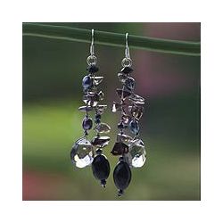 Silver Nocturnal Symphony Pearl Waterfall Earrings (5 mm) (Thailand