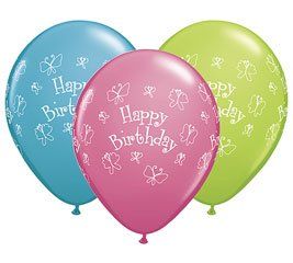 Set of 12 Birthday Butterfly Latex Balloons 11 High