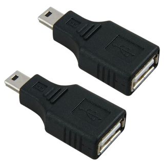 USB 2.0 A to Mini B Five pin Female to Male Adapter (Pack of Two