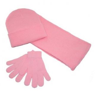 Stretch Hat Scarf and Glove Set (Pink) Clothing