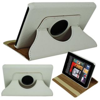SKQUE  Kindle Fire White Rotating Leather Case