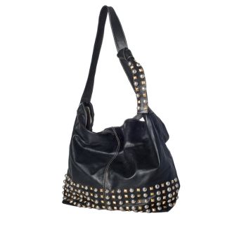 WE GO by Mania Soft Leather Studded Bucket Bag