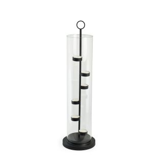 Iron Stairstep Tower/ Glass Hurricane Candle Holder Today $38.99 Sale