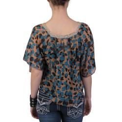 Journee Collection Womens Sheer Butterfly Sleeve Print Top
