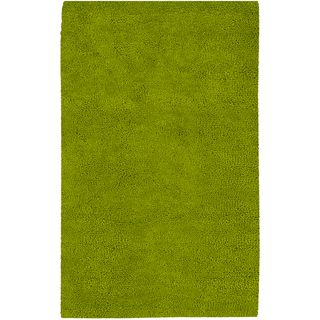 Hand woven Arriba Lime Green Wool Rug (5 x 8)
