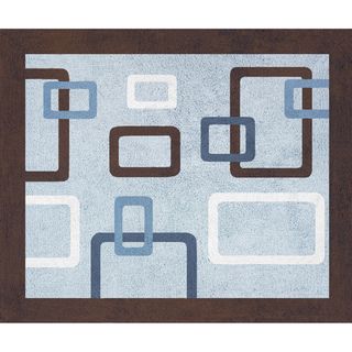 Sweet JoJo Designs Blue and Brown Geo Cotton Floor Rug